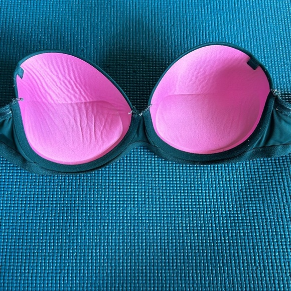 Victoria’s Secret Pink Wear Everywhere Dark Ivy Green Strapless Push-Up Bra 32DD - Picture 5 of 6